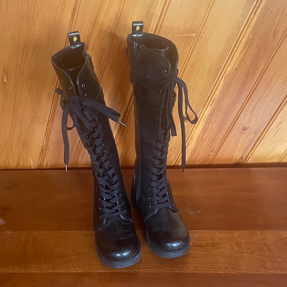 Volatile Black Lace-Up Women's Boots